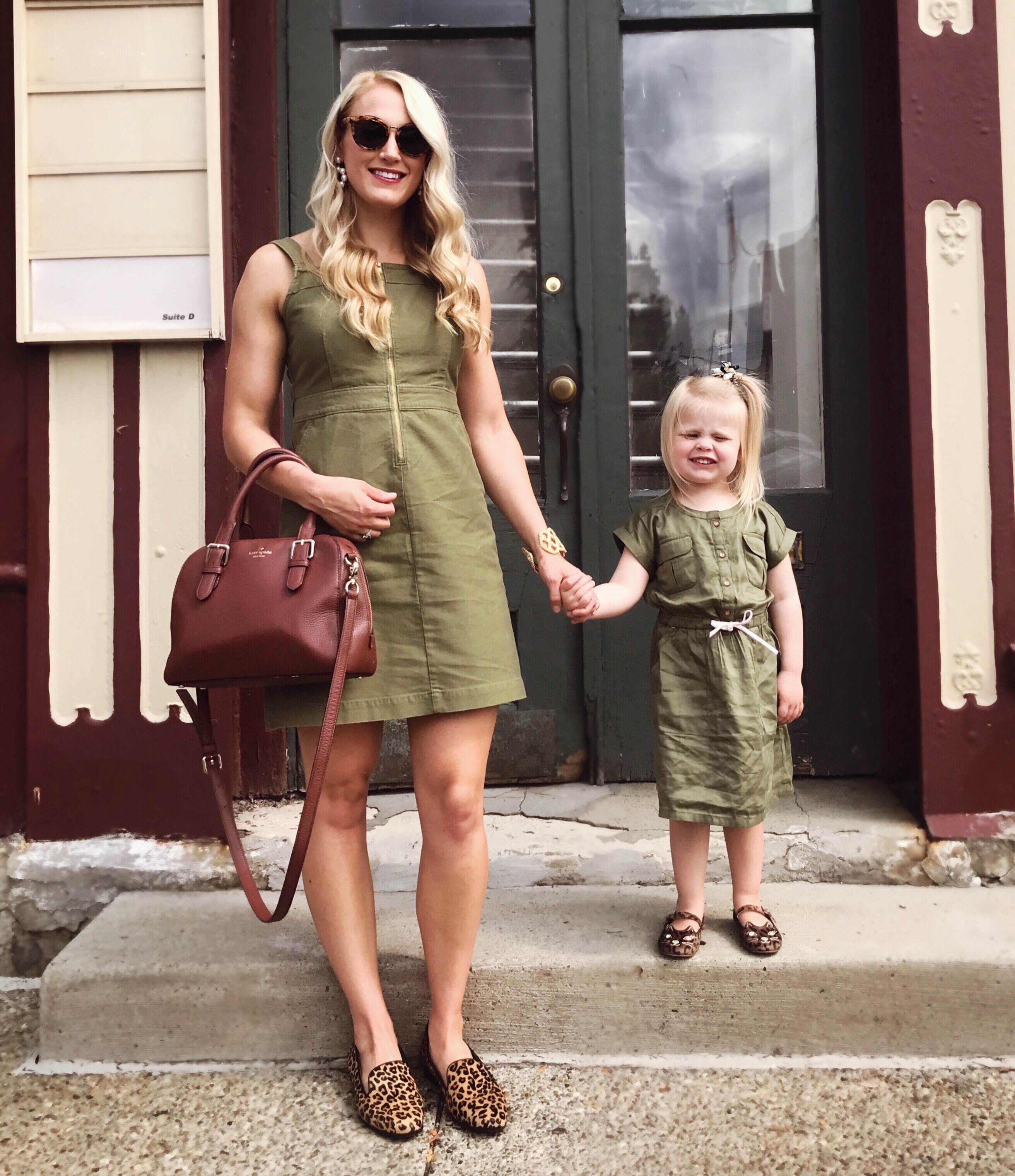 Mommy and Me Outfits: Military Green and Leopard Print matching outfits