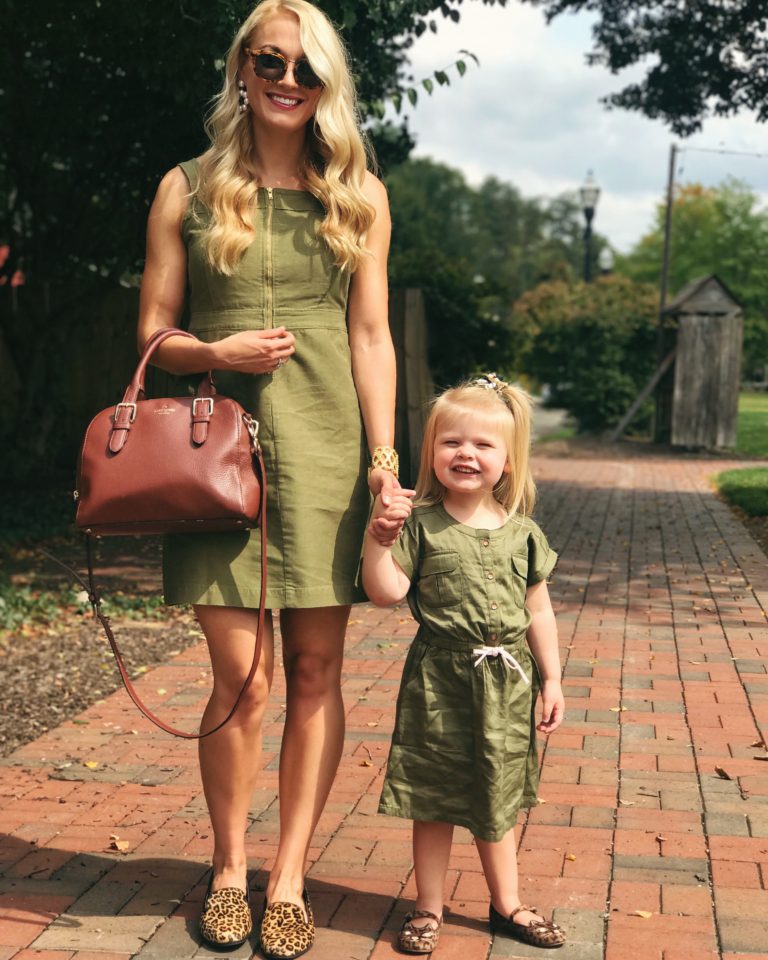 Mommy and Me Outfits: Military Green and Leopard Print matching outfits