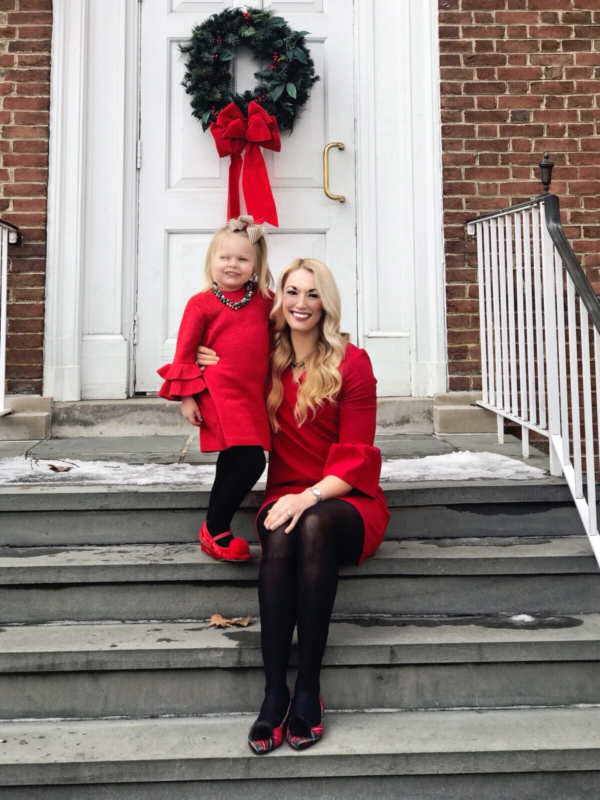 Mommy and Me | Bell Sleeves | Pom Pom Shoes | Tartan Plaid