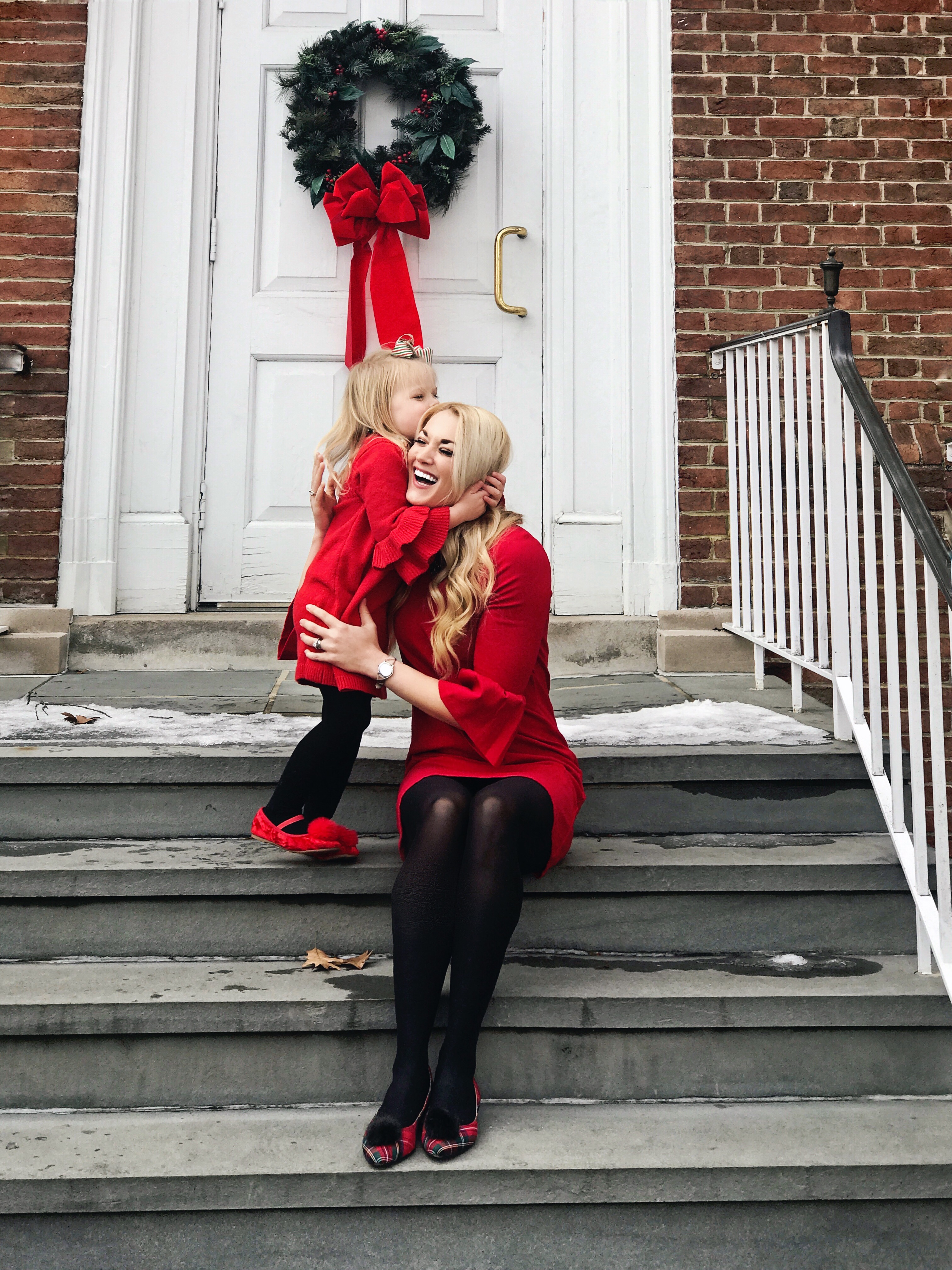 Mommy and Me | Bell Sleeves | Pom Pom Shoes | Tartan Plaid