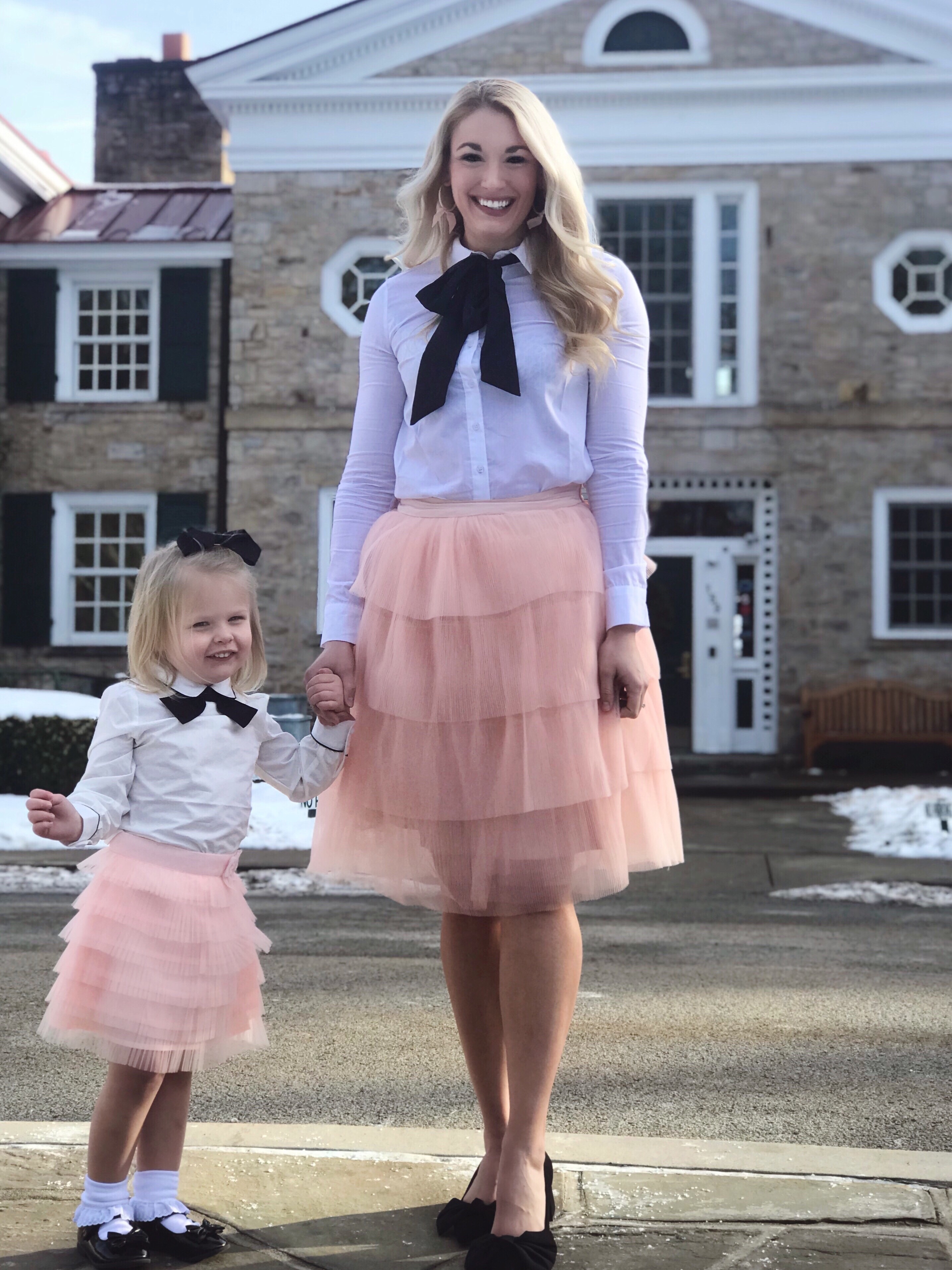 Mommy and Me Outfits | Bow Tops and Tulle Skirts | www.styleherstrong.com | #mommyandme