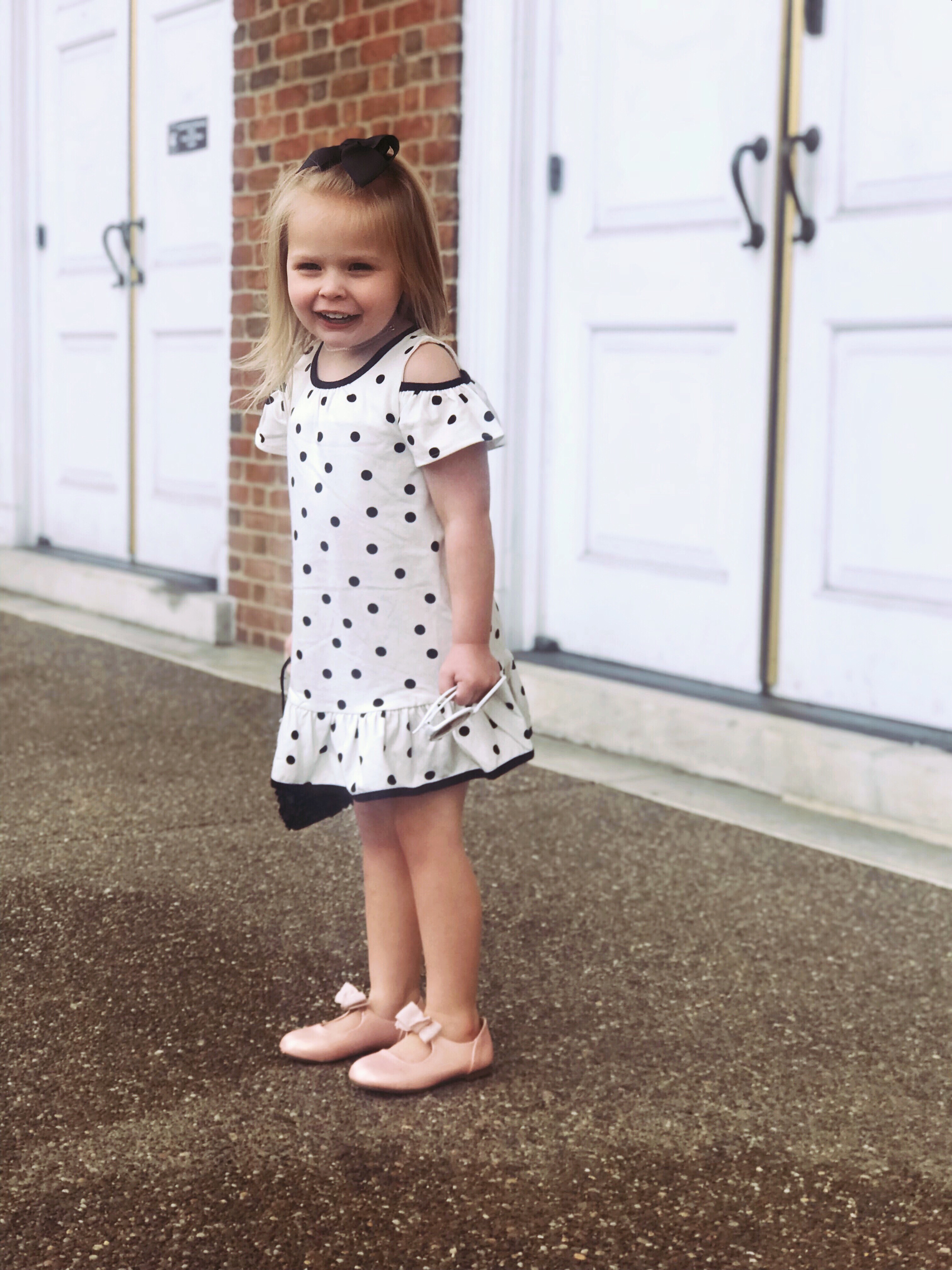 Mommy and Me Outfits | Polka Dot Dress | Round Bag | Bow Heels