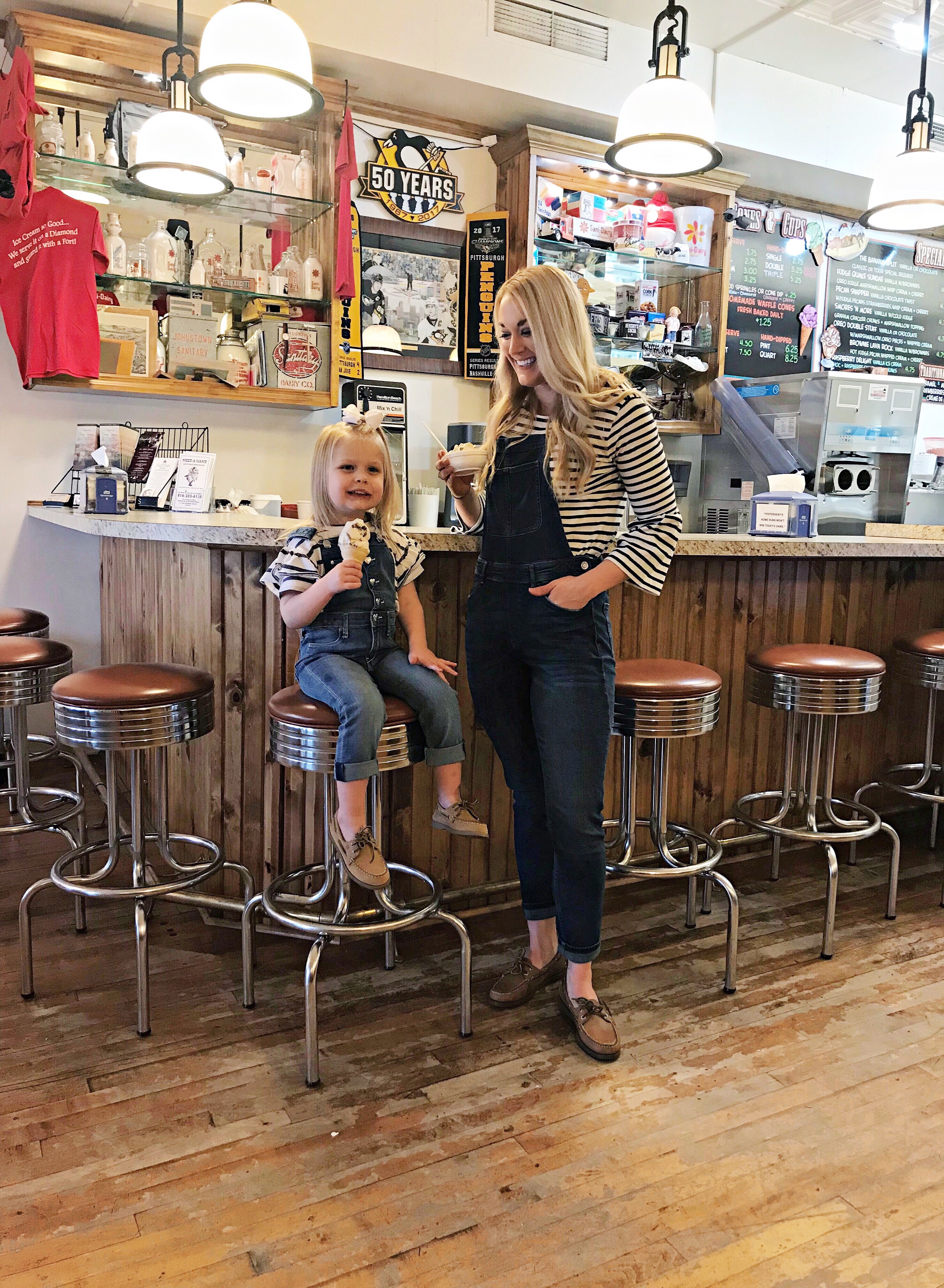 Mommy & Me Outfits: Overalls | Striped Shirts | Sperrys