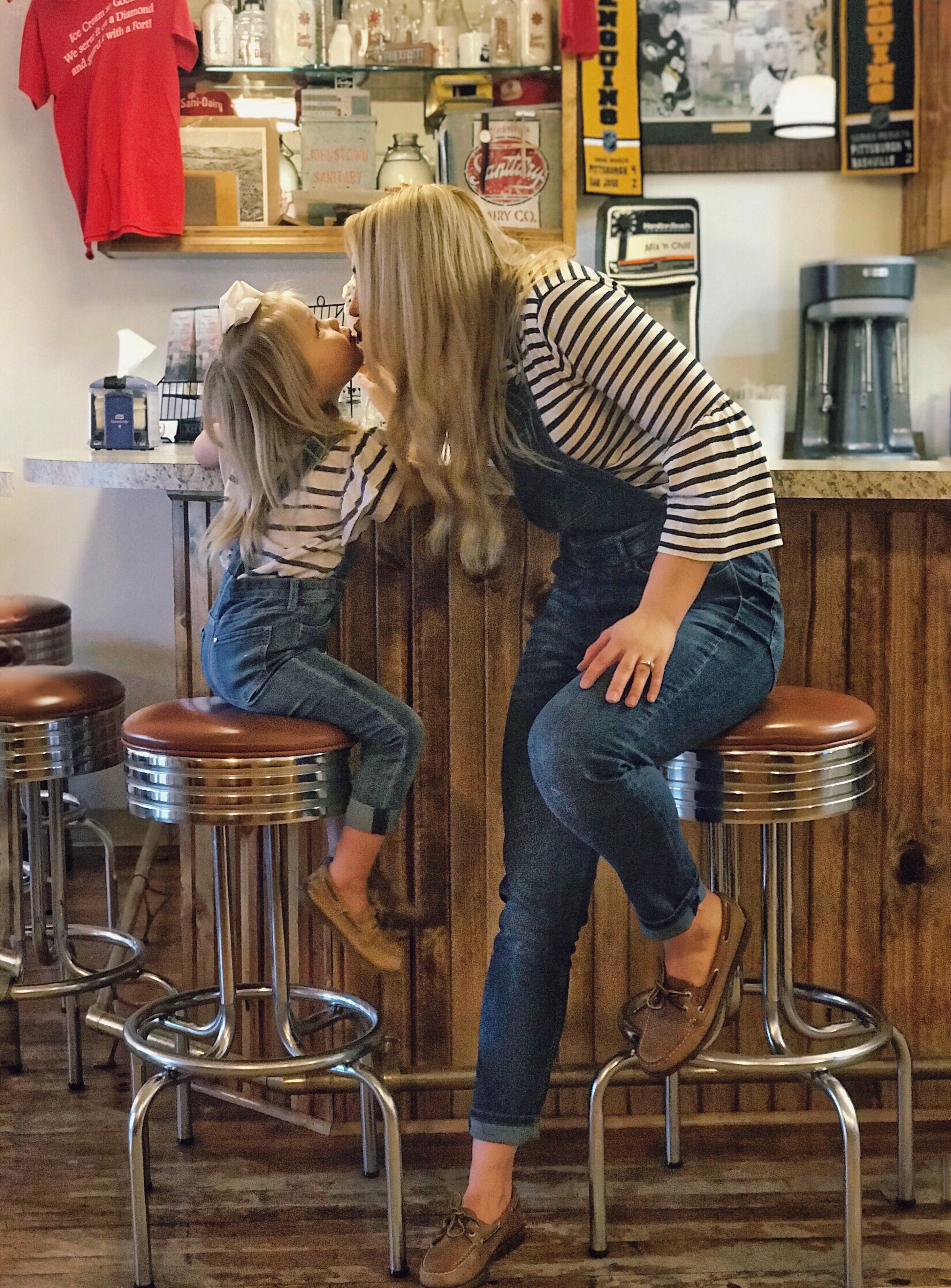 Mommy & Me Outfits: Overalls | Striped Shirts | Sperrys