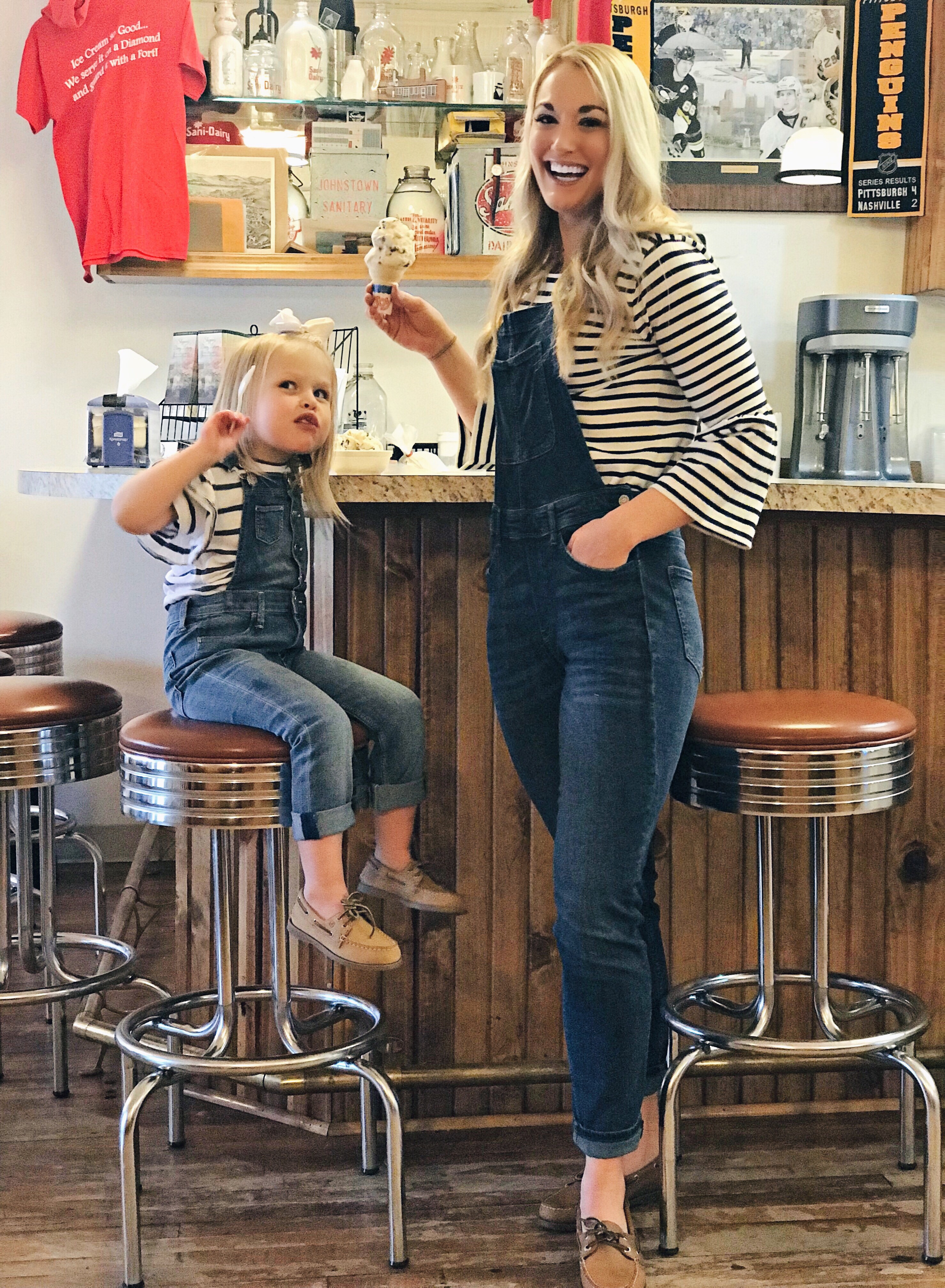 Mommy & Me Outfits: Overalls | Striped Shirts | Sperrys