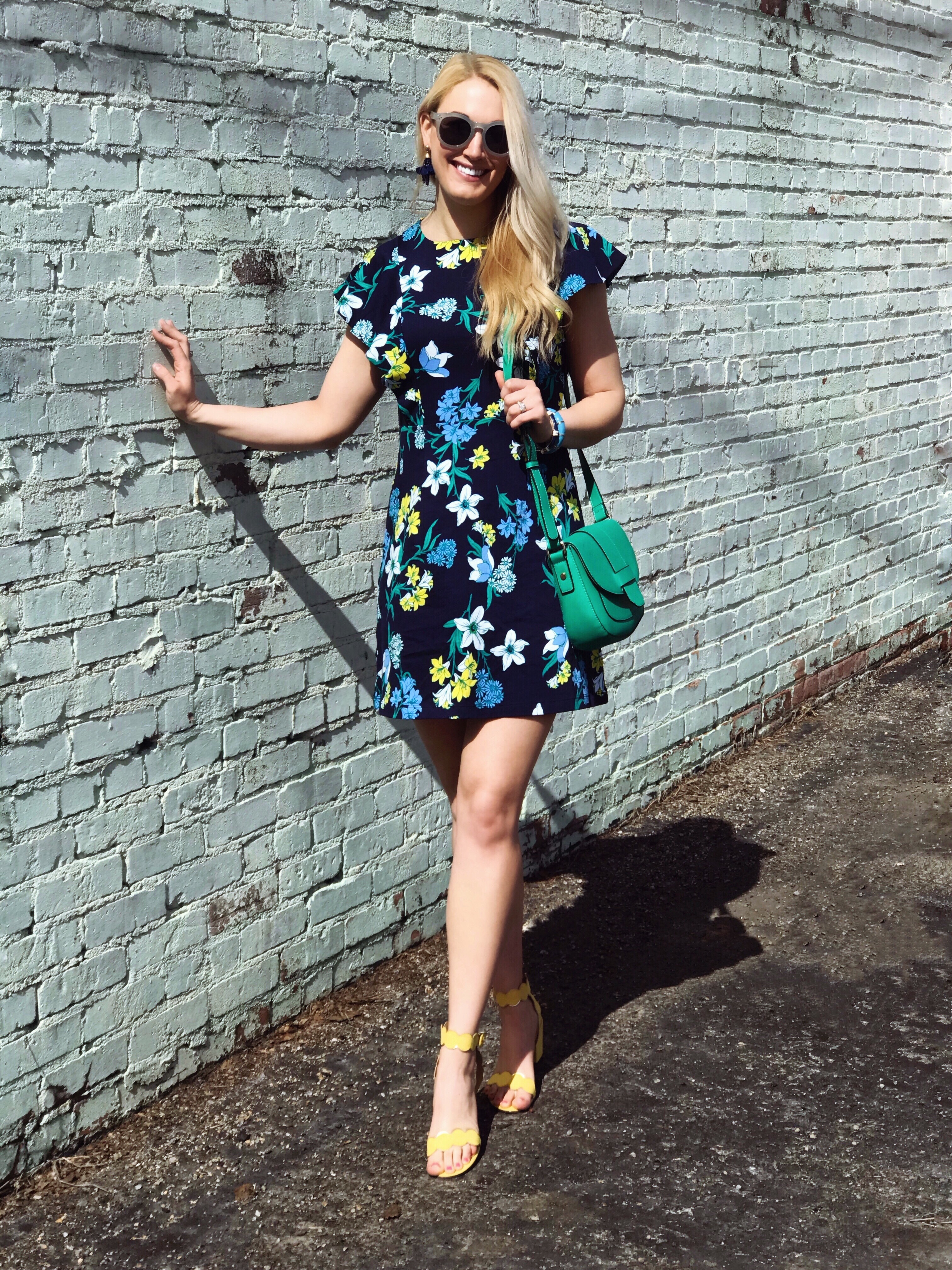 Draper James Dress | Spring Floral Dress | Mustard Yellow |#springstyle #fashionblogger #preppyfashion