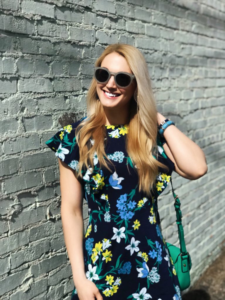 Draper James Dress | Spring Floral Dress | Mustard Yellow |#springstyle #fashionblogger #preppyfashion