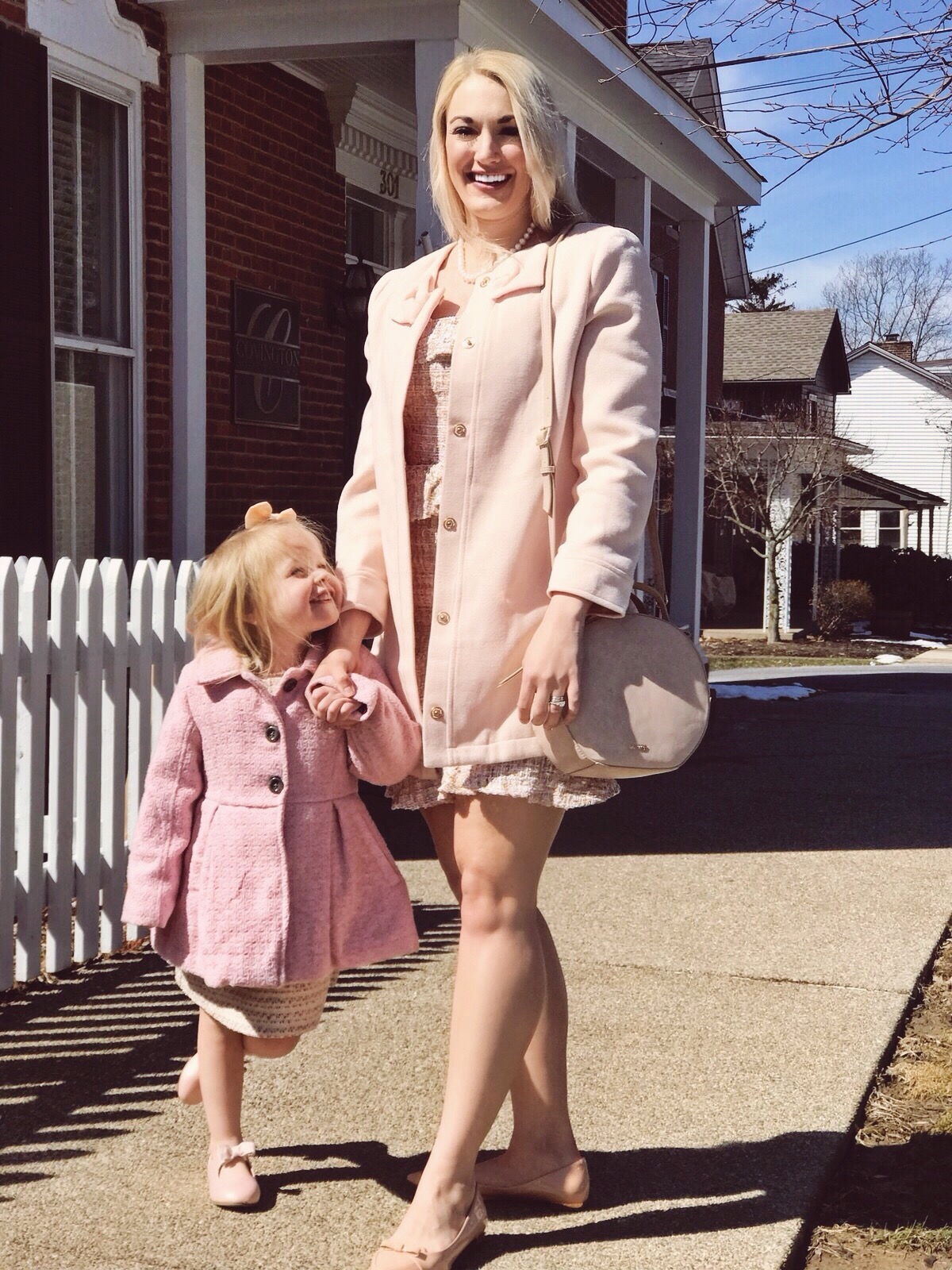 Mommy and Me Outfits | Bow Coat | Pink Tweed Dress