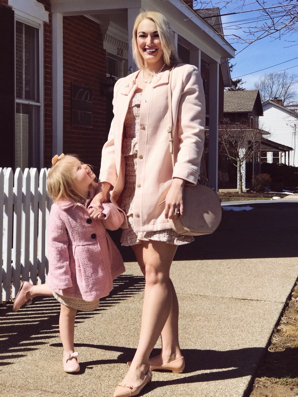 Mommy and Me Outfits | Bow Coat | Pink Tweed Dress