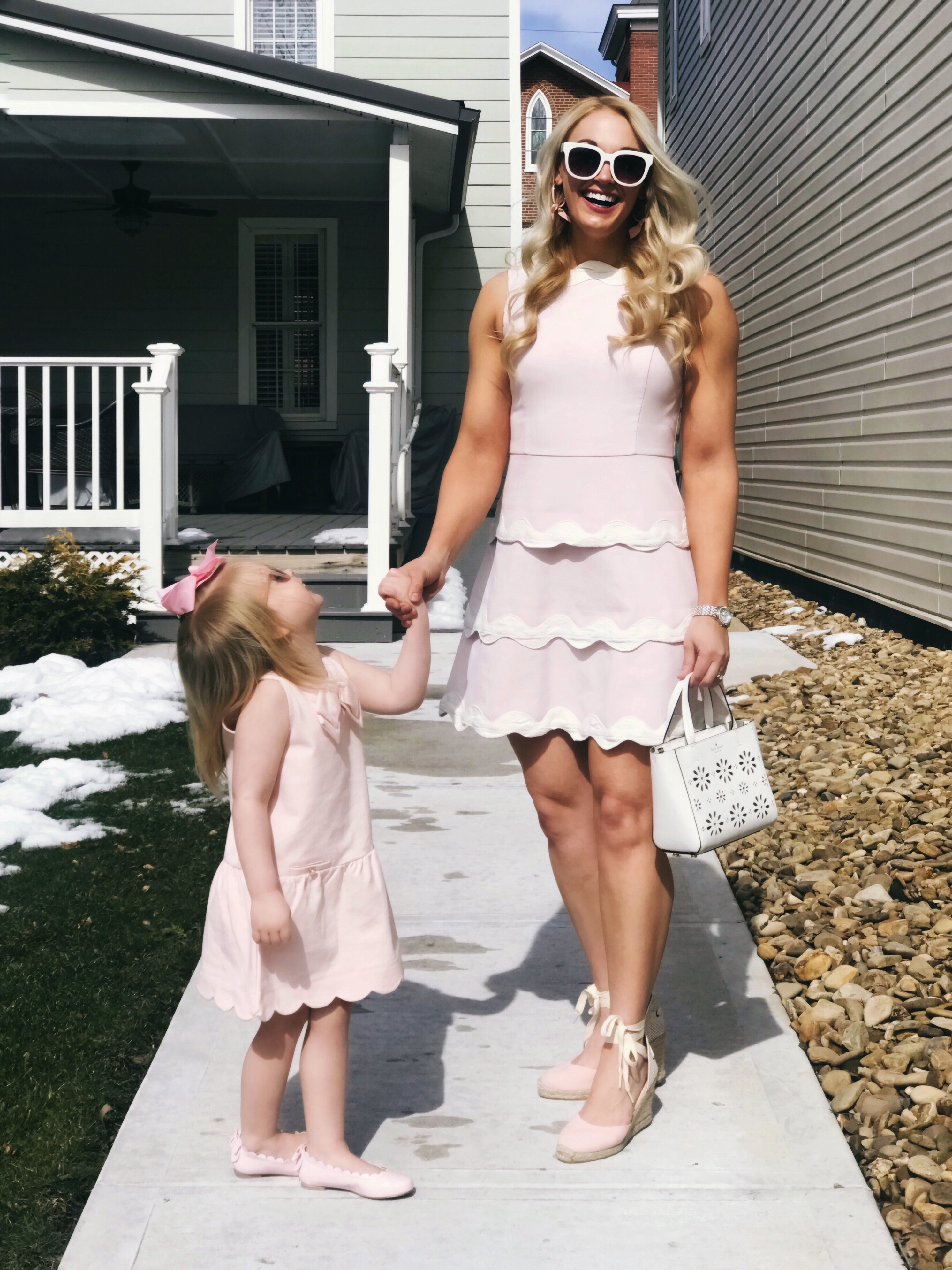 Mommy and Me Outfits | Scallop Pink Dress | Spring Dress | Janie and Jack | #mommyandme #preppyblogger #styleblogger #preppy