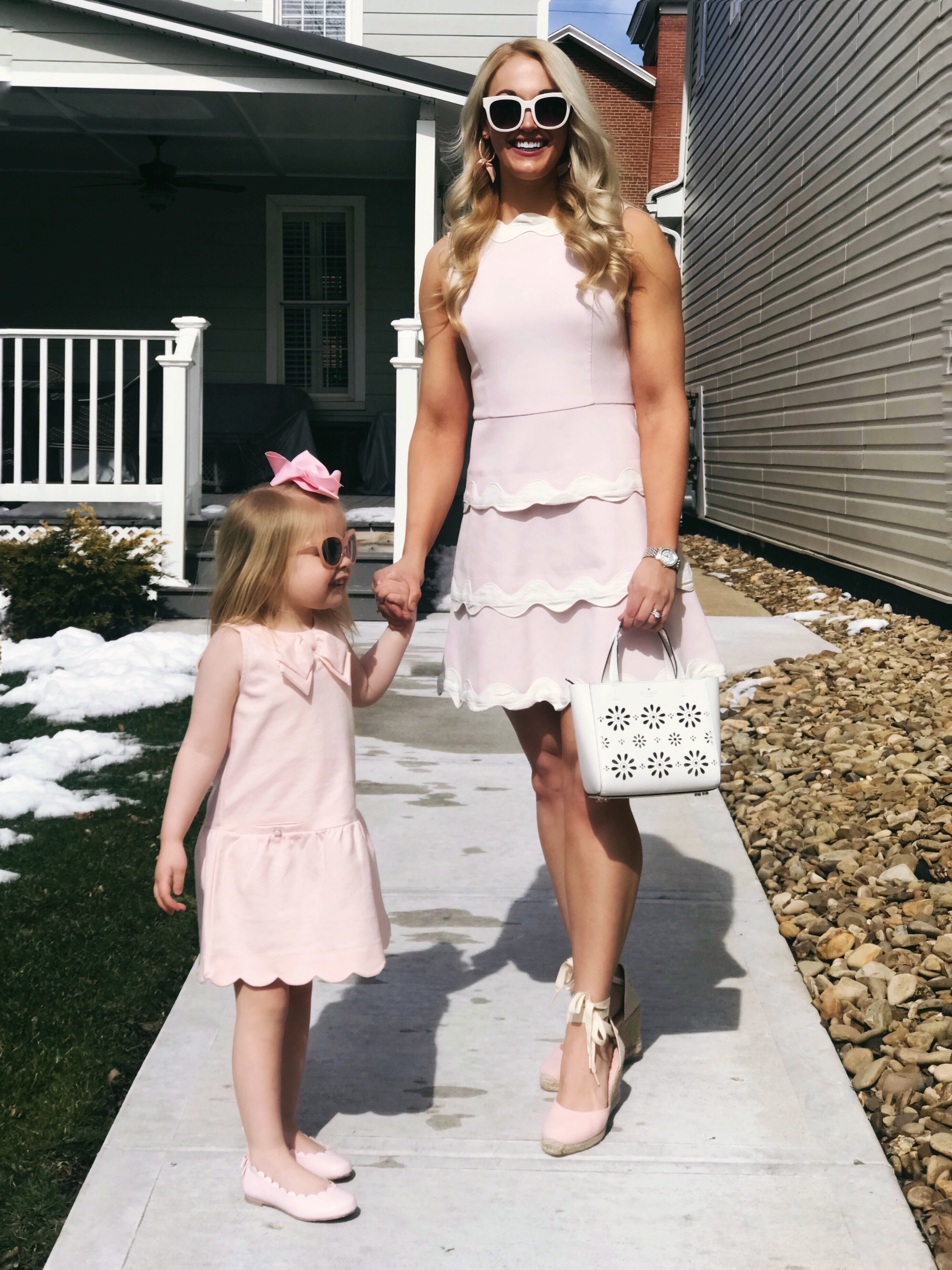 Mommy and Me Outfits | Scallop Pink Dress | Spring Dress | Janie and Jack | #mommyandme #preppyblogger #styleblogger #preppy