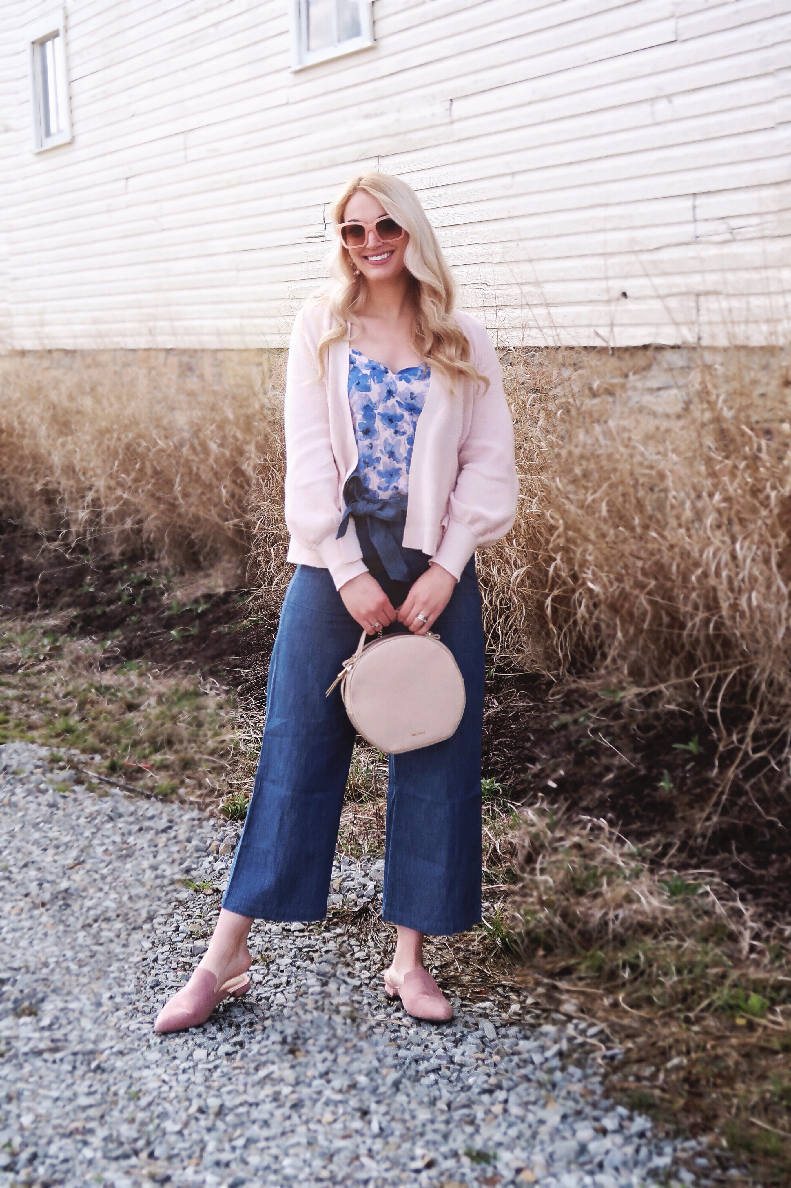 Spring Outfit | Wide Leg Pants | Blush Pink