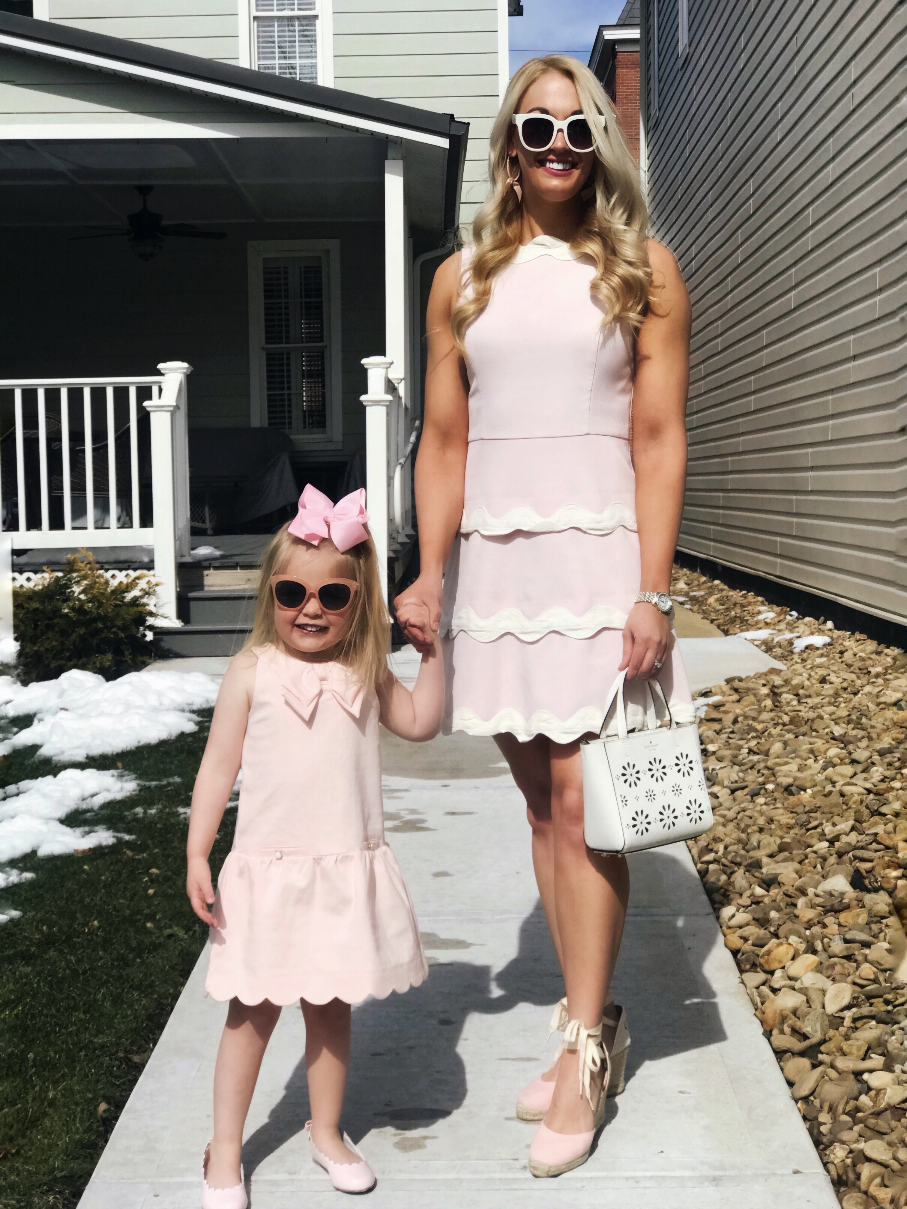 Mommy and Me Matching Outfits | Scallop Pink Dresses | Soludos | Janie and Jack | Sail to Sable | Classic Style, Preppy Style, Preppy, Scallop Dress, Twinning, Matching, Mommy and Daughter, Mom Blogger, Mommy Blogger, Fashion Blogger, Style Blogger, Summer Style, Mother's Day, Kid's Fashion, Kid's Style