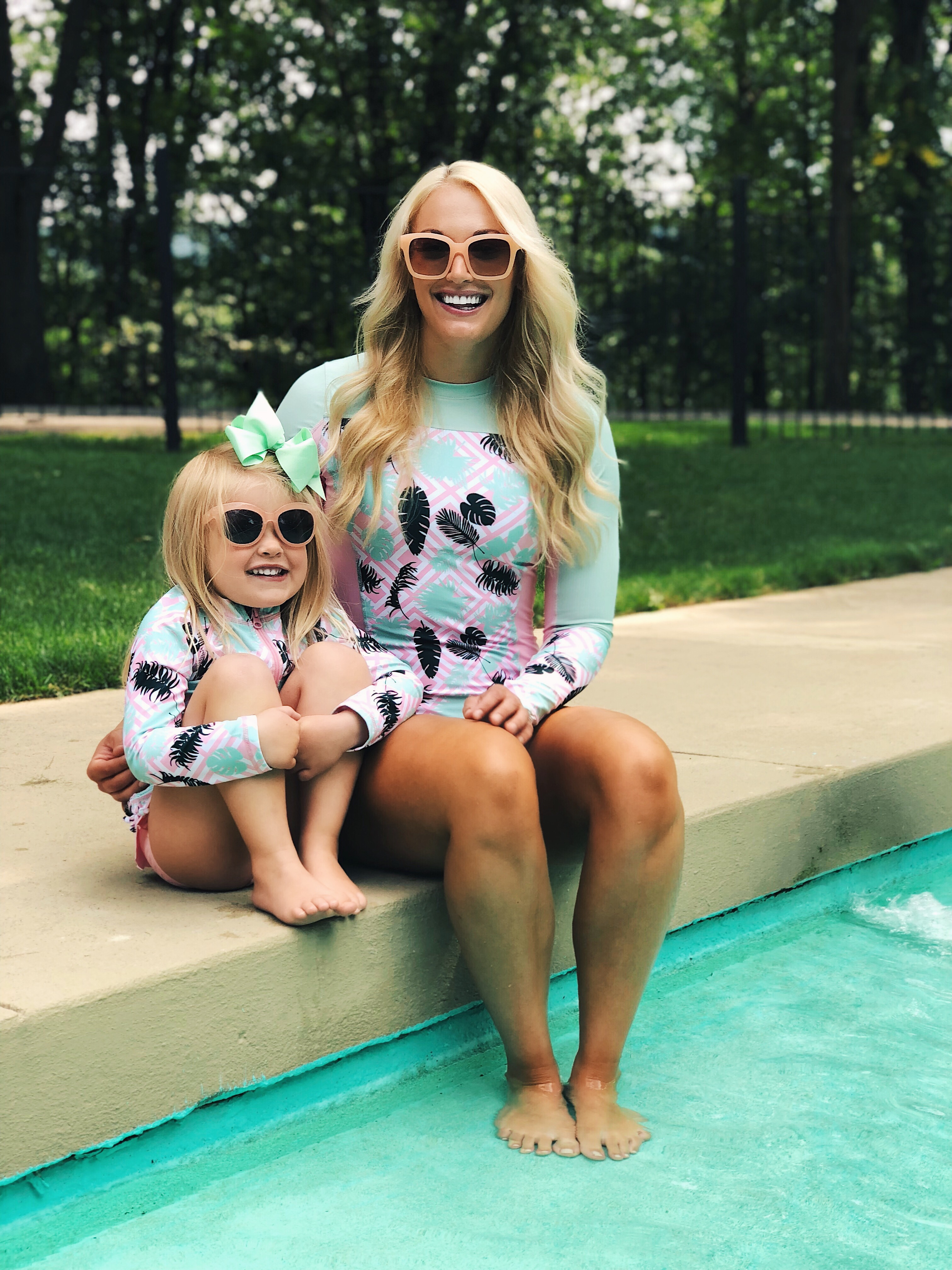 Mommy and Me Swimsuits | SwimZipUPF 50+ Sun-Safe Swimwear | Matching Rashguards #mommyandme #matchingoutfits #sunsafe | www.styleherstrong.com