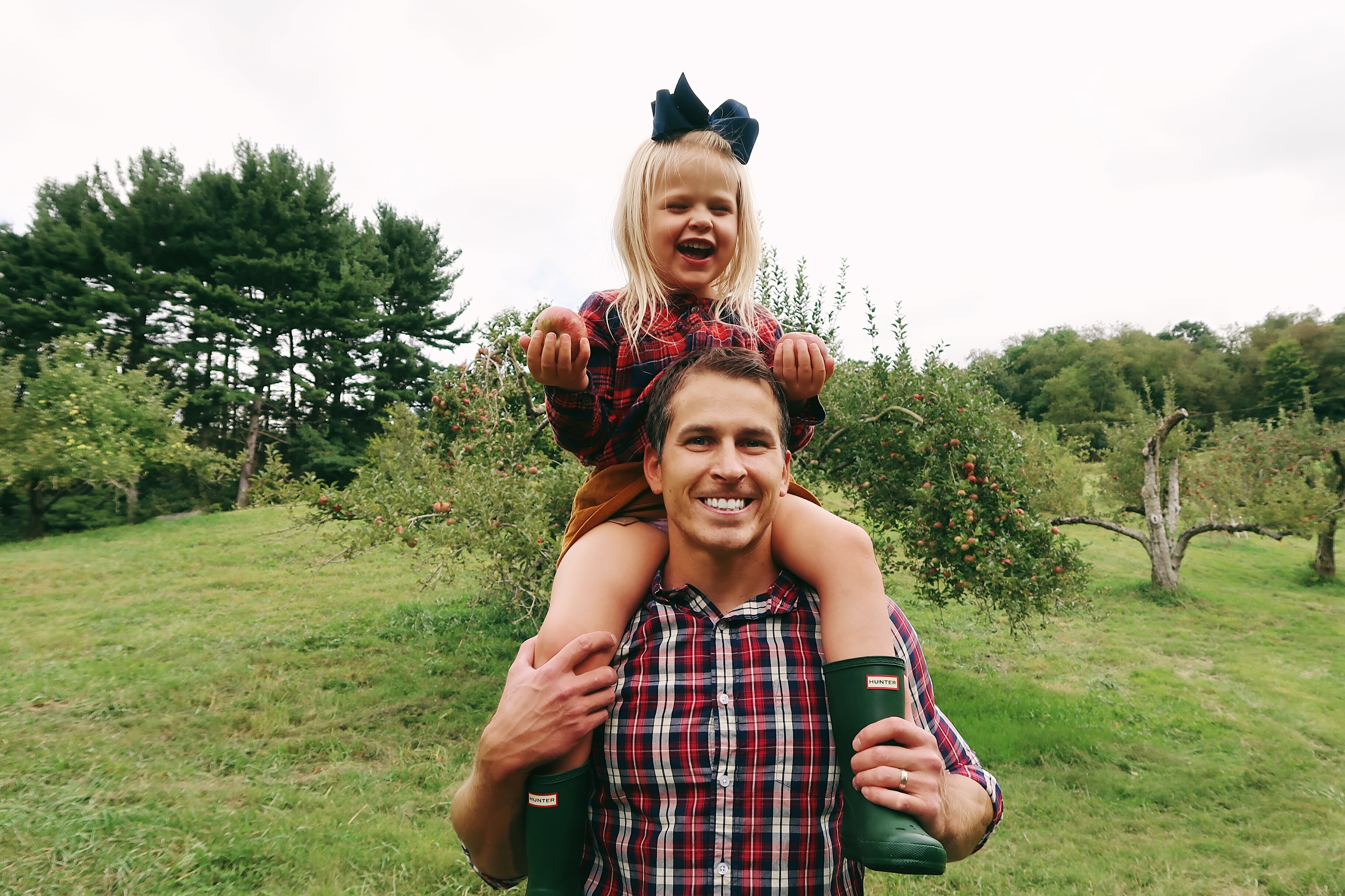 Apple Picking | Mommy and Me Fall Outfits | Corduroy Skirt, Hunter Boots, Plaid Top