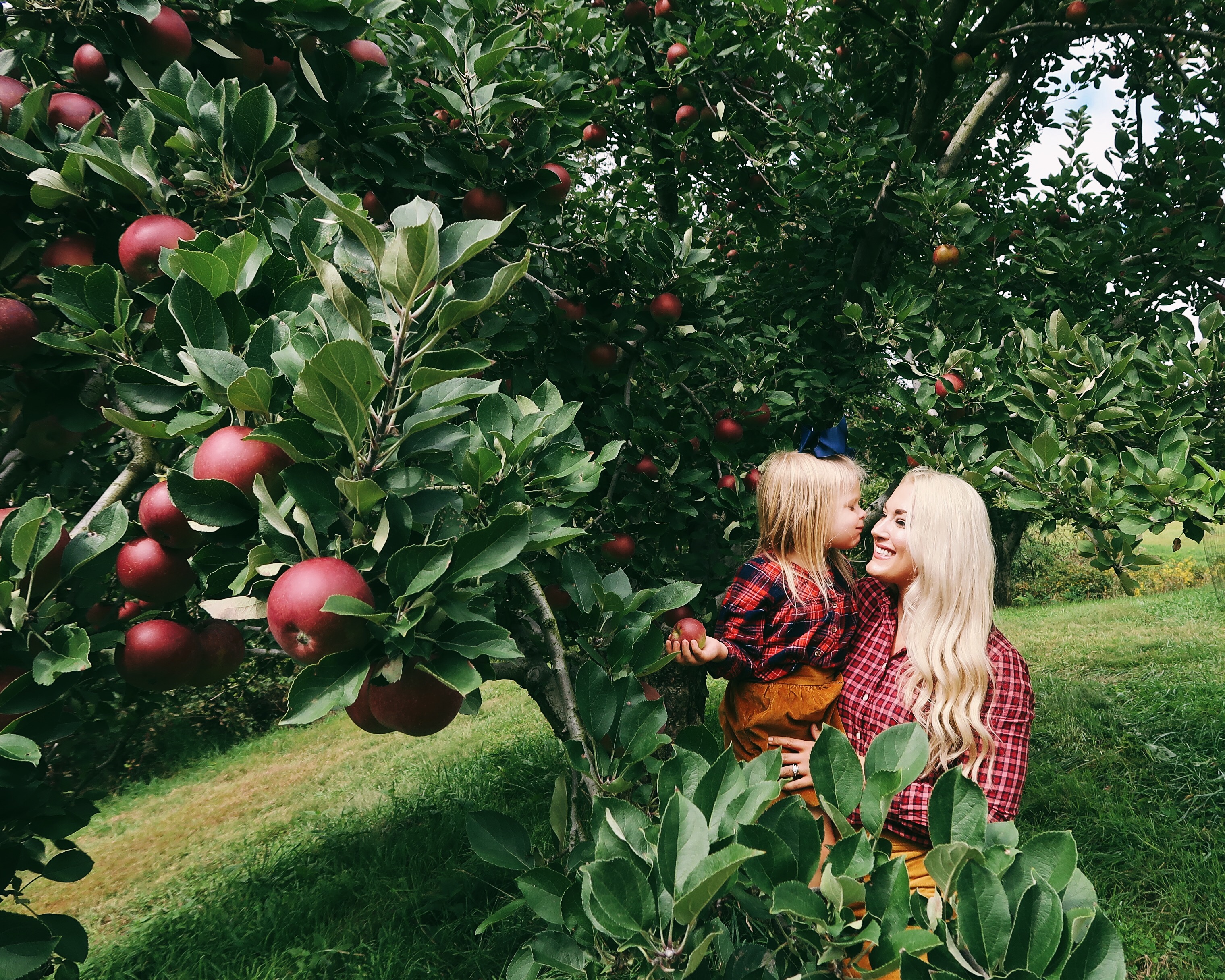 Apple Picking | Mommy and Me Fall Outfits | Corduroy Skirt, Hunter Boots, Plaid Top