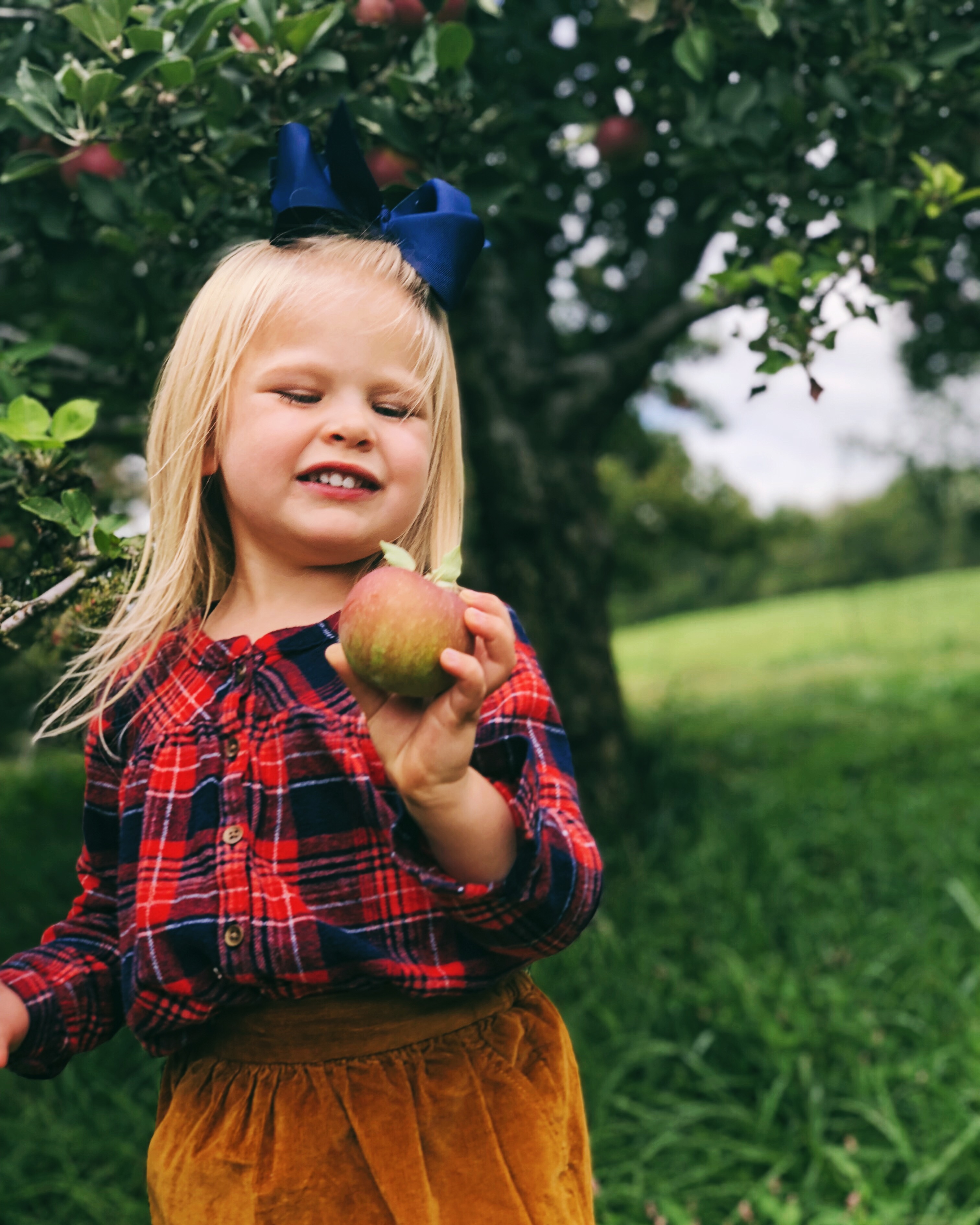 Apple Picking | Mommy and Me Fall Outfits | Corduroy Skirt, Hunter Boots, Plaid Top