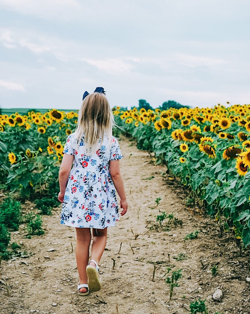 Sunflower Field Family Pictures | Family Photography | Draper James Dress | Family Adventure | Summer Style | Family Style | Preppy Style | Romantic Style | Eyelet Dress | Floral Dress | Sperry | J.Crew