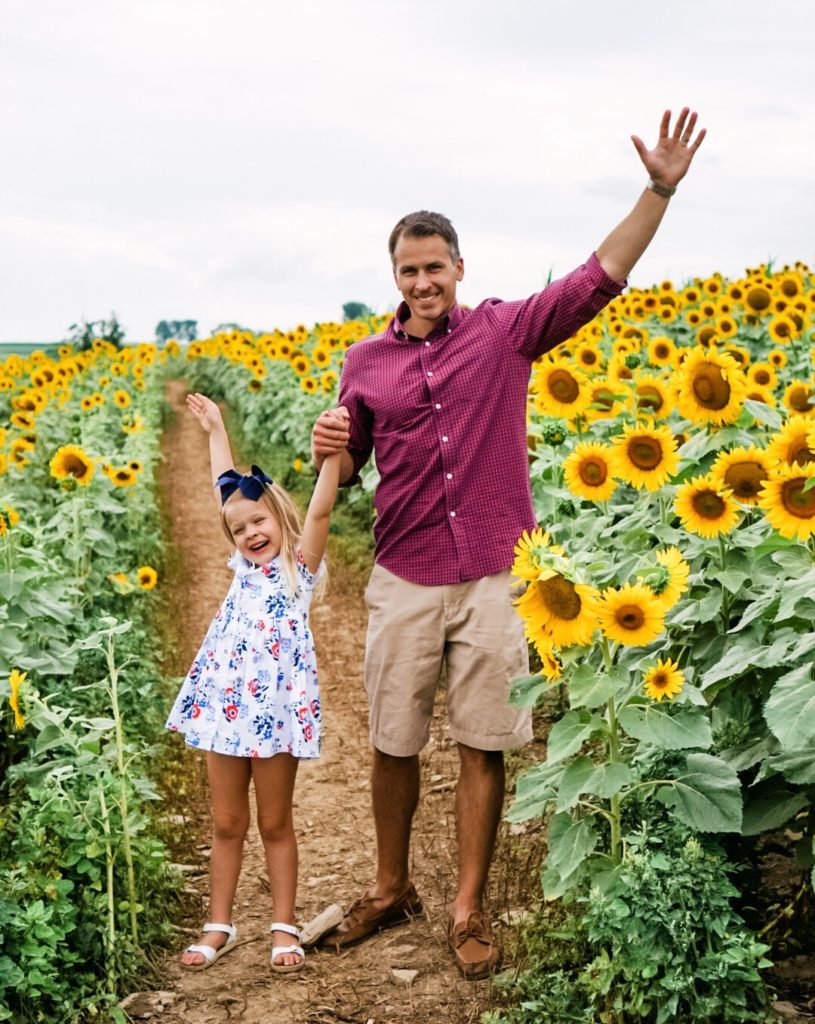 Sunflower Field Family Pictures | Family Photography | Draper James Dress | Family Adventure | Summer Style | Family Style | Preppy Style | Romantic Style | Eyelet Dress | Floral Dress | Sperry | J.Crew