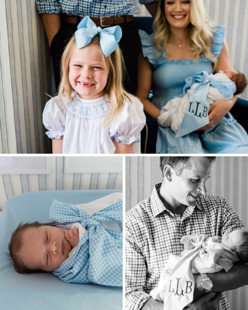 Newborn Photography | Newborn Photos | Family Home Photos | Baby Boy Nursery | Boy Nursery | Little Boy Room | Serena and Lily | Big Sister | Pottery Barn | Grandmillennial Home | Blue and White Home | Family Photo Outfits